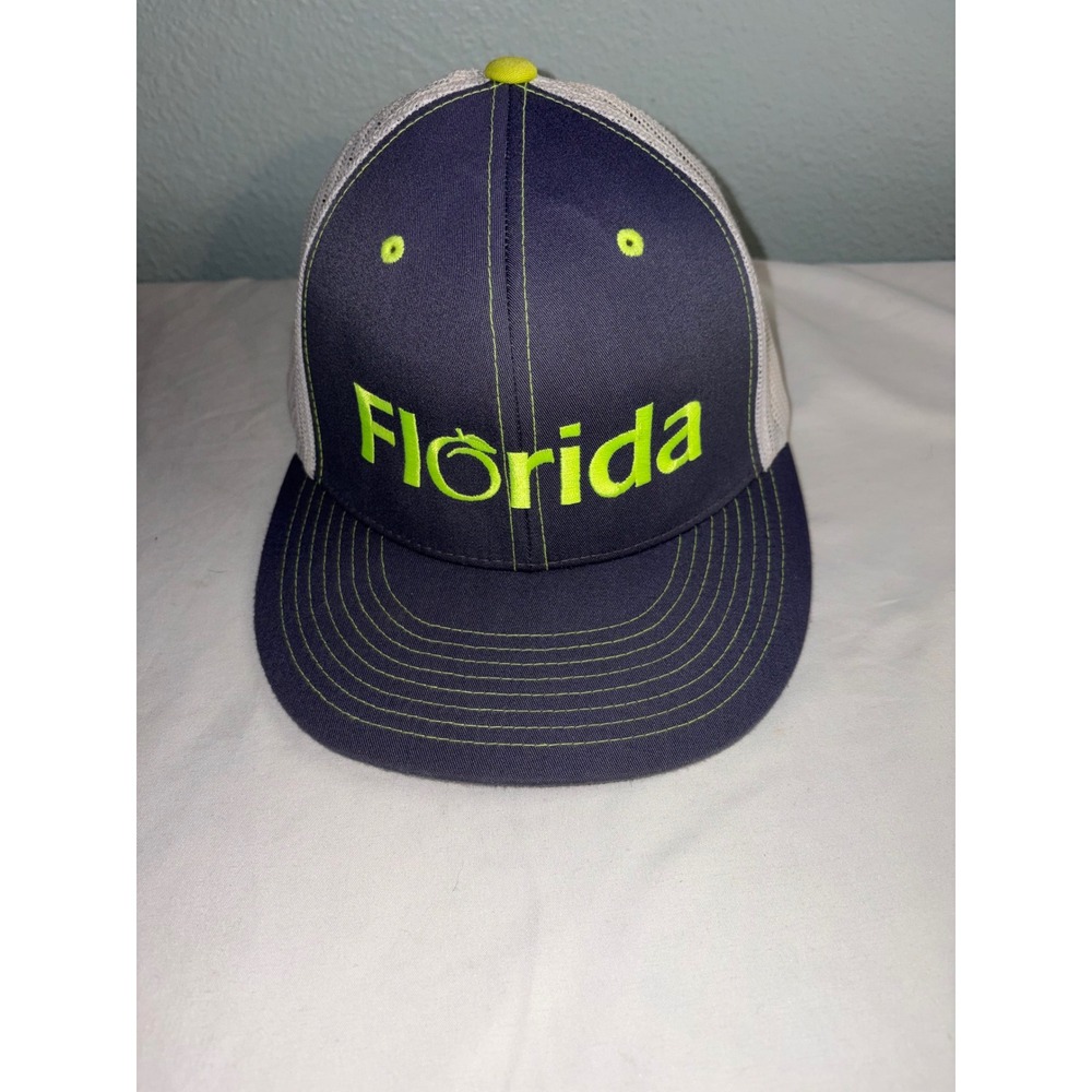 Pacific Headwear Florida Trucker Hat Navy Neon Green D-Series 403 Snapback Cap